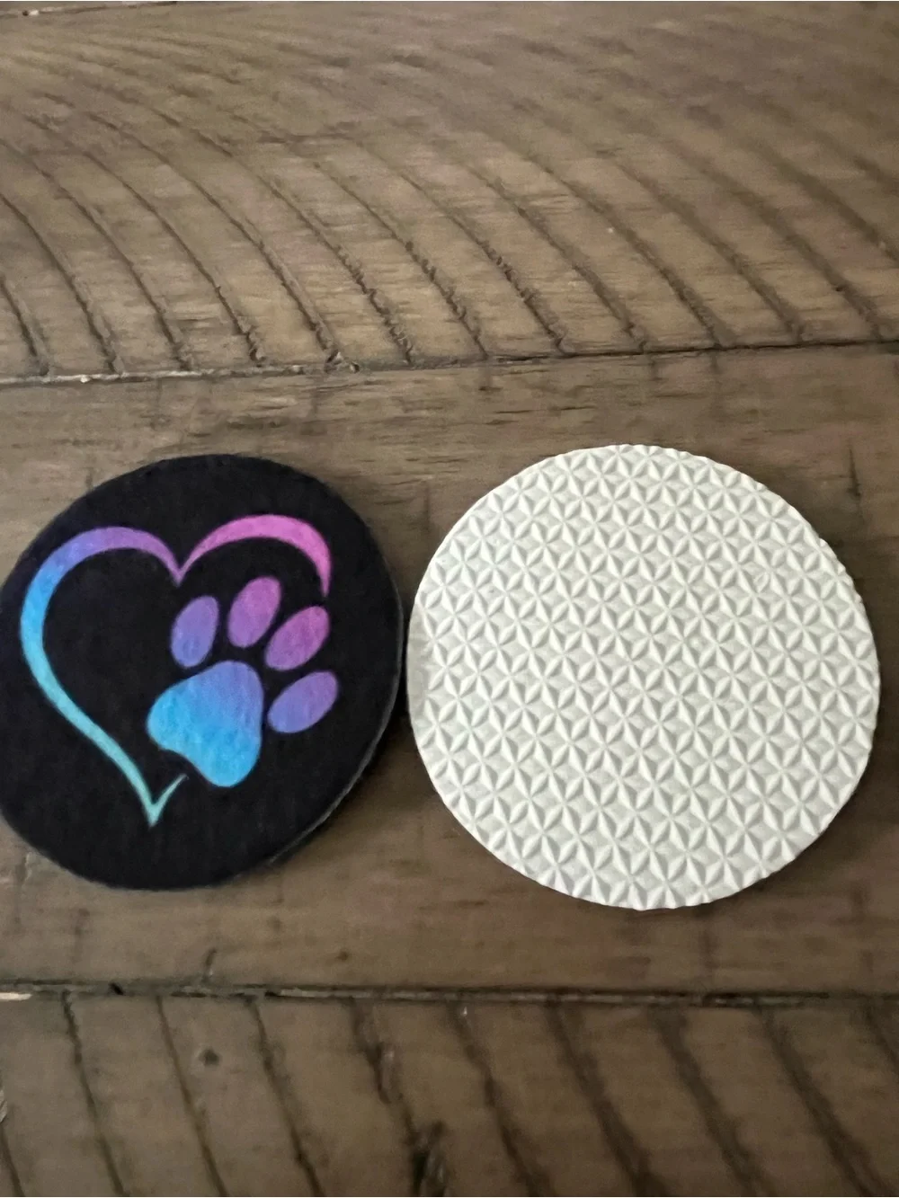 Black Paw Print Heart Coasters - Multicolor Accent Vehicle cup coasters